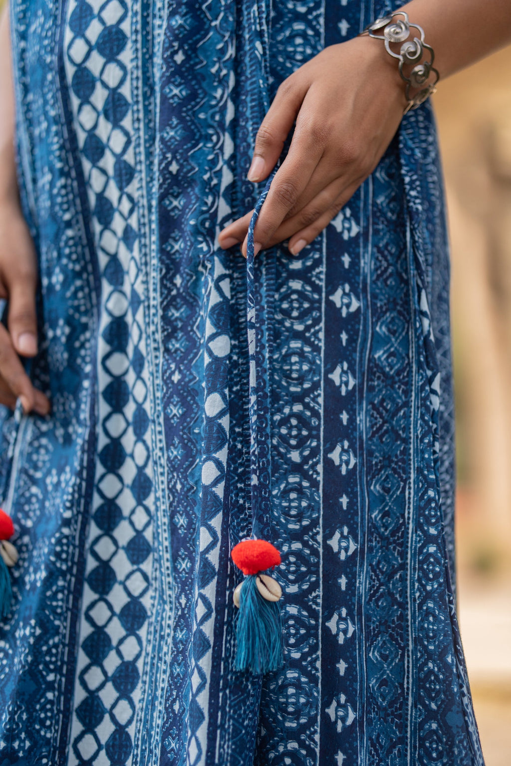 Blue Printed Cotton Dress Bada Boota