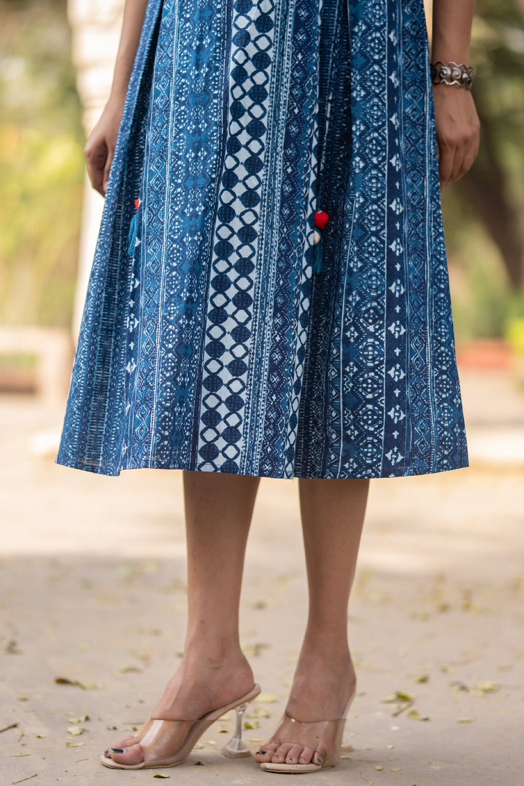 Blue Printed Cotton Dress Bada Boota