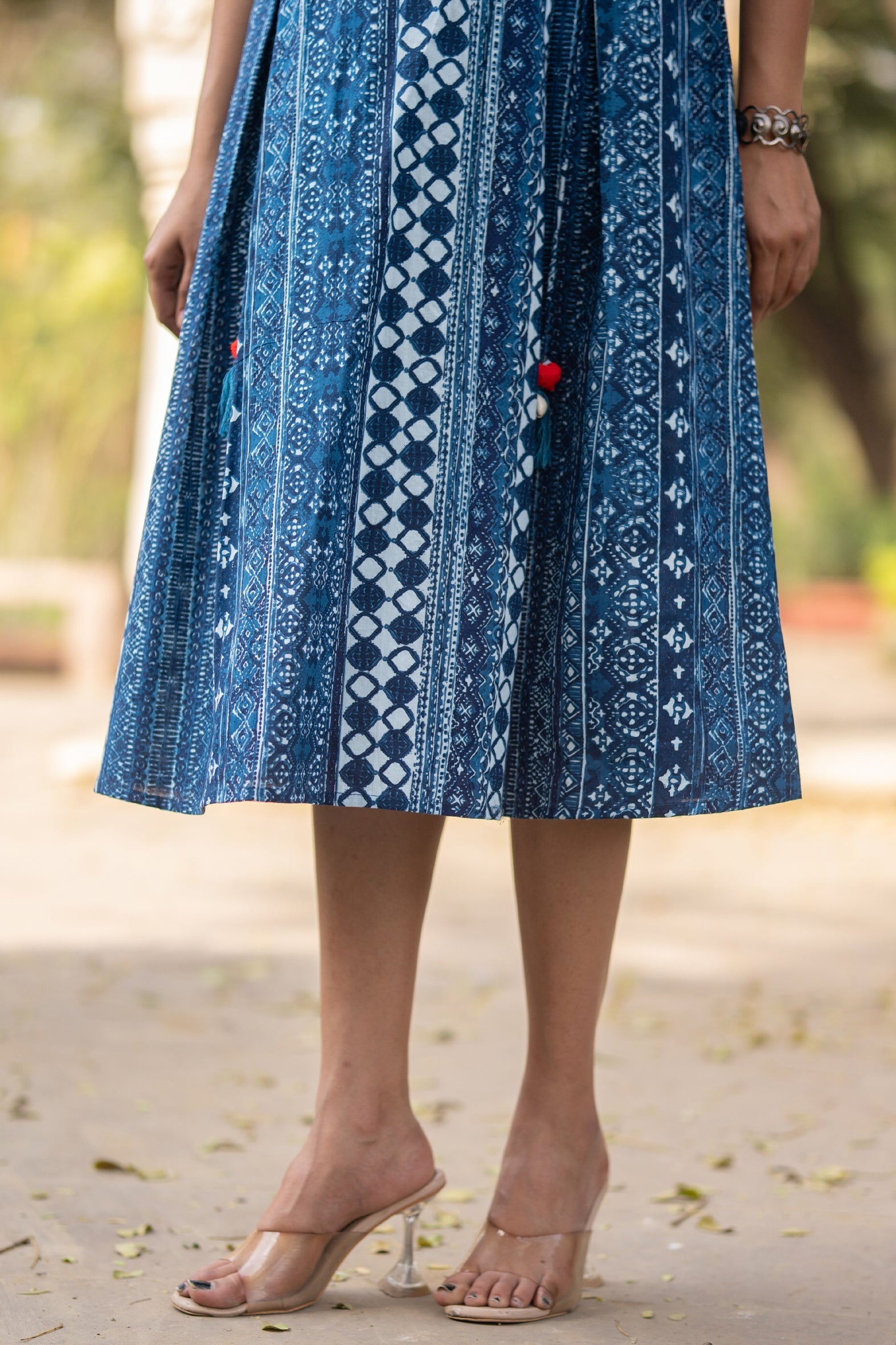 Blue Printed Cotton Dress Bada Boota