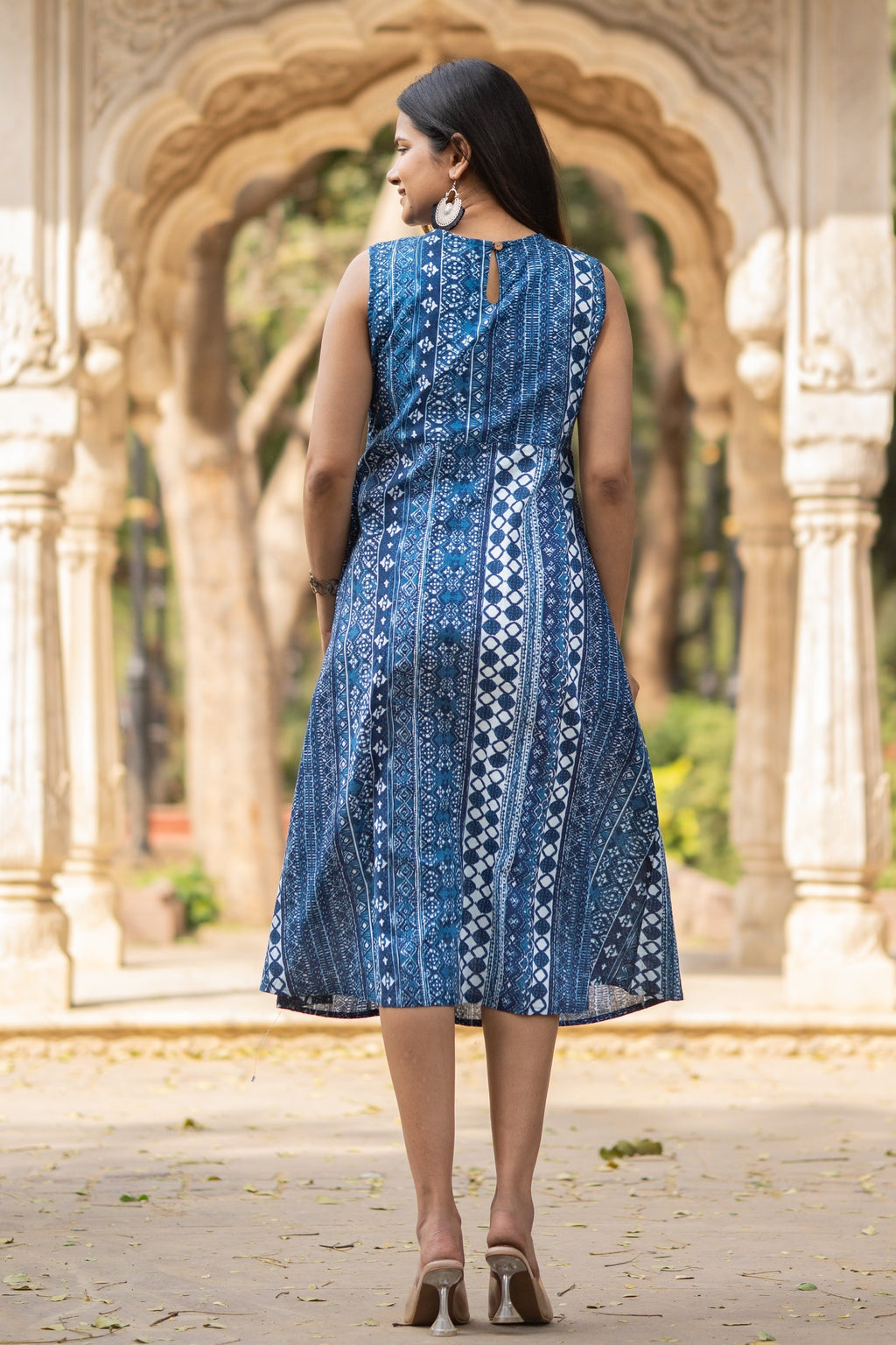 Blue Printed Cotton Dress Bada Boota