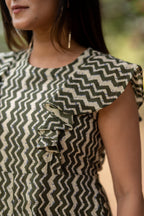 Green Cotton Printed Jumpsuit For Girls Bada Boota