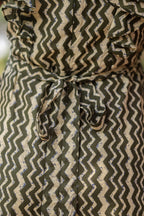 Green Cotton Printed Jumpsuit For Girls Bada Boota