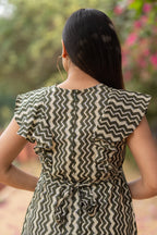 Green Cotton Printed Jumpsuit For Girls Bada Boota