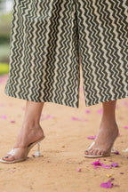 Green Cotton Printed Jumpsuit For Girls Bada Boota