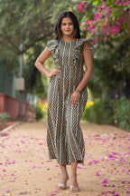 Green Cotton Printed Jumpsuit For Girls Bada Boota