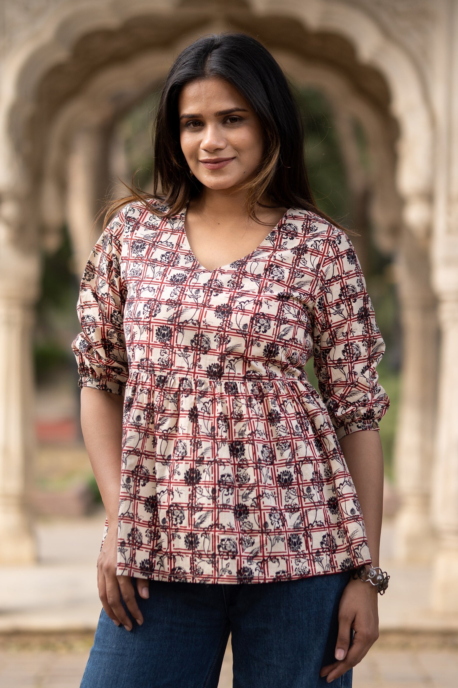 Multi Flared Cotton Printed Short Top Bada Boota