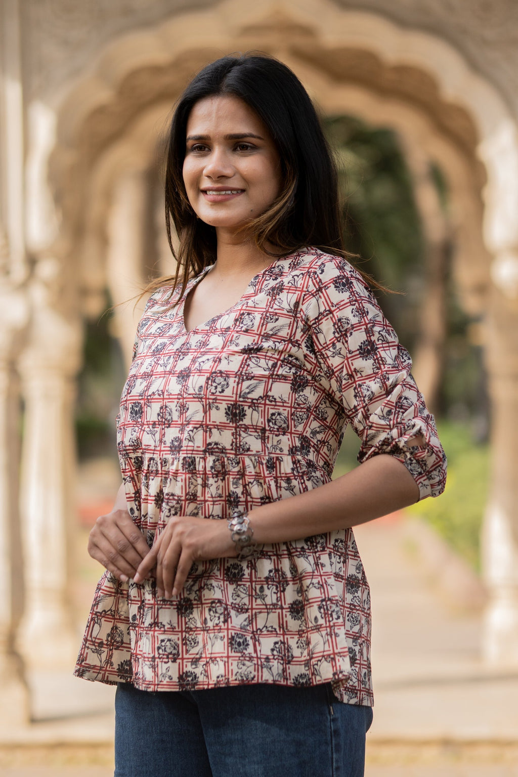 Multi Flared Cotton Printed Short Top Bada Boota