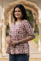Multi Flared Cotton Printed Short Top Bada Boota