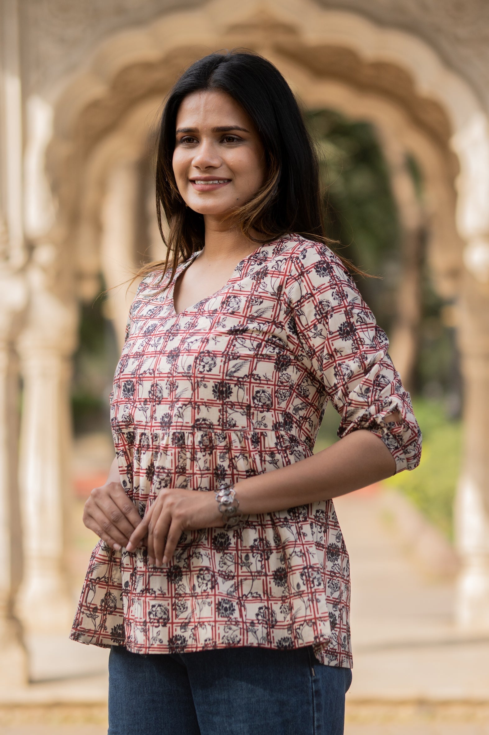 Multi Flared Cotton Printed Short Top Bada Boota