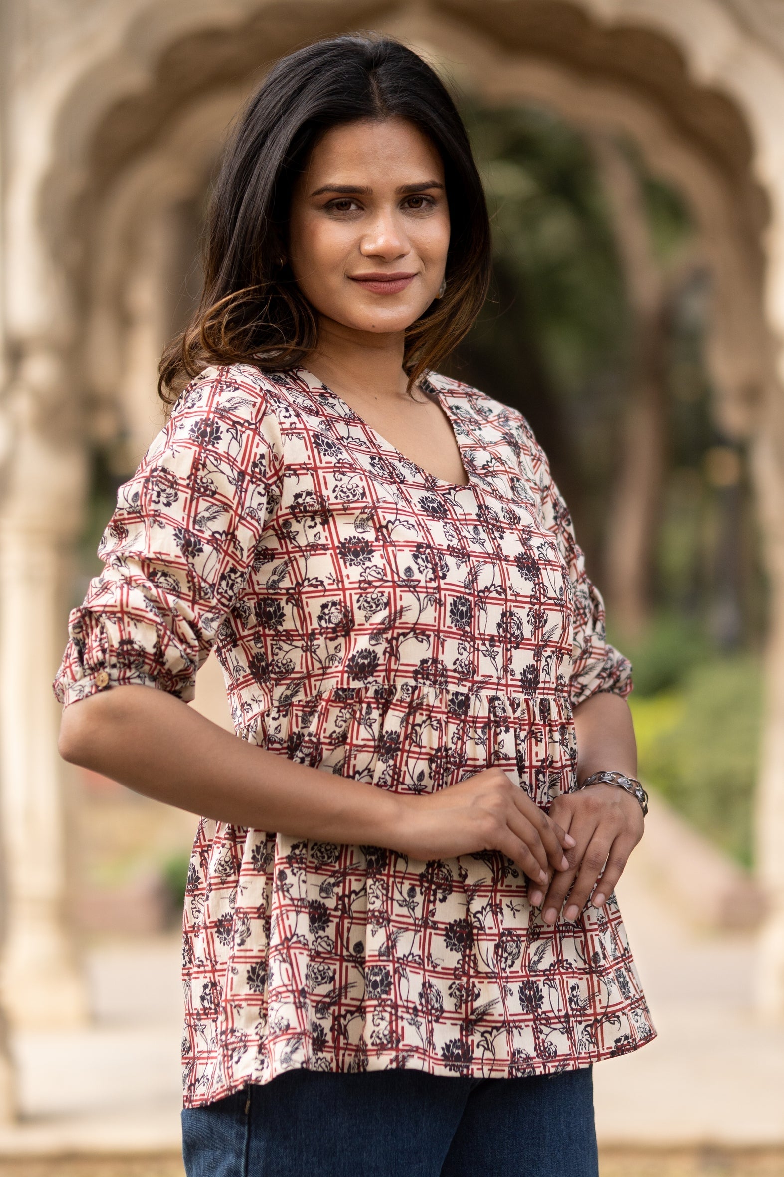 Multi Flared Cotton Printed Short Top Bada Boota