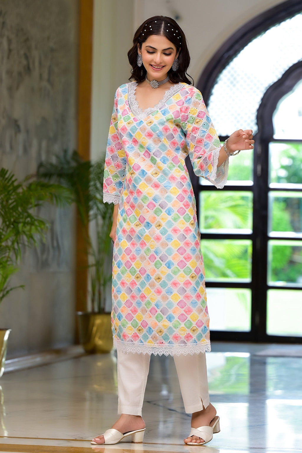 Multi Printed Schifili Kurta Pant Set Bada Boota