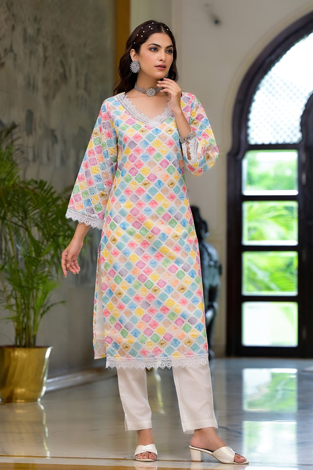 Multi Printed Schifili Kurta Pant Set Bada Boota