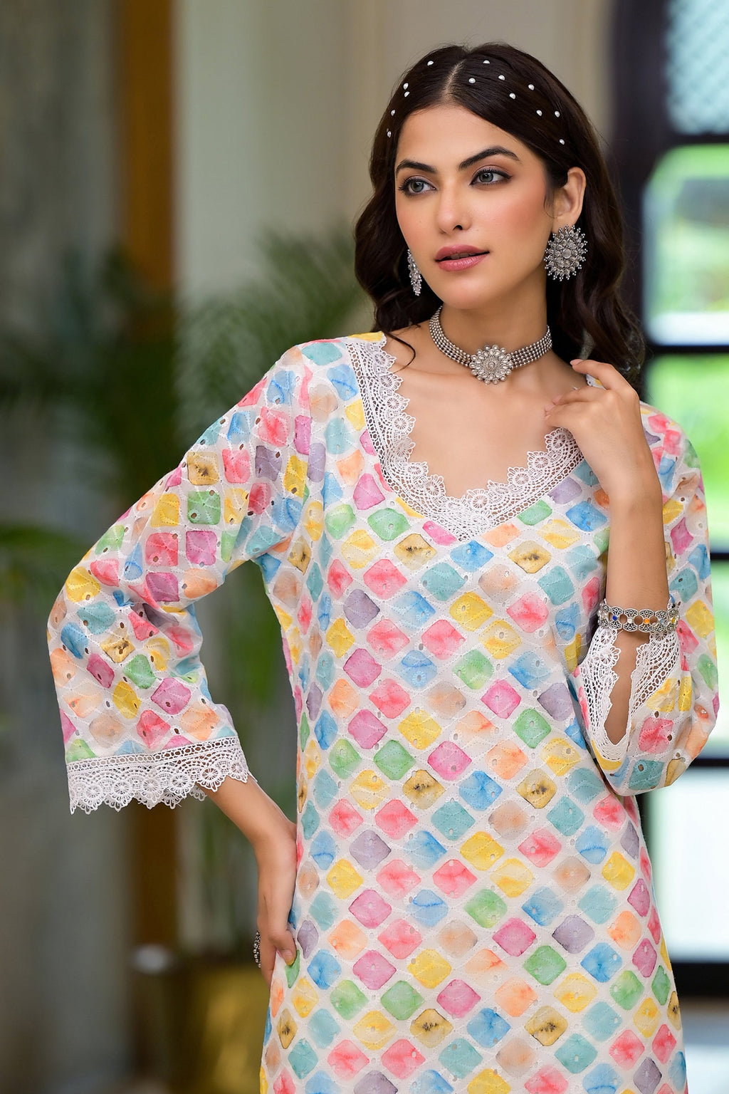 Multi Printed Schifili Kurta Pant Set Bada Boota