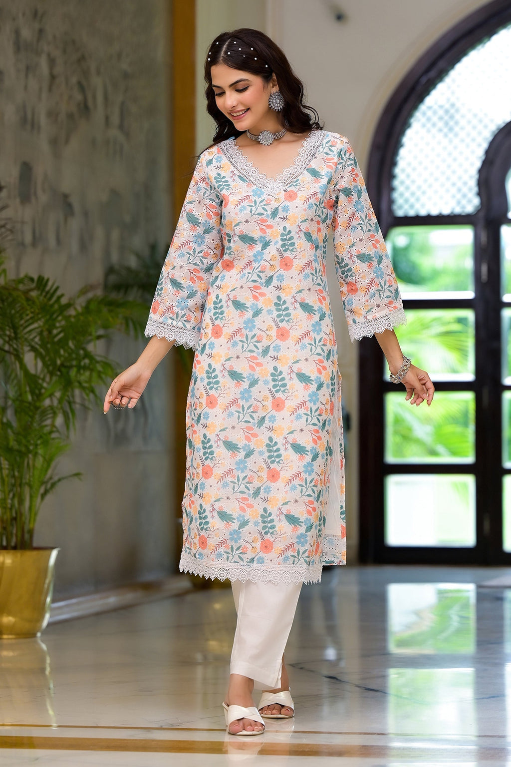 Multi Printed Schifili Kurta Pant Set Bada Boota