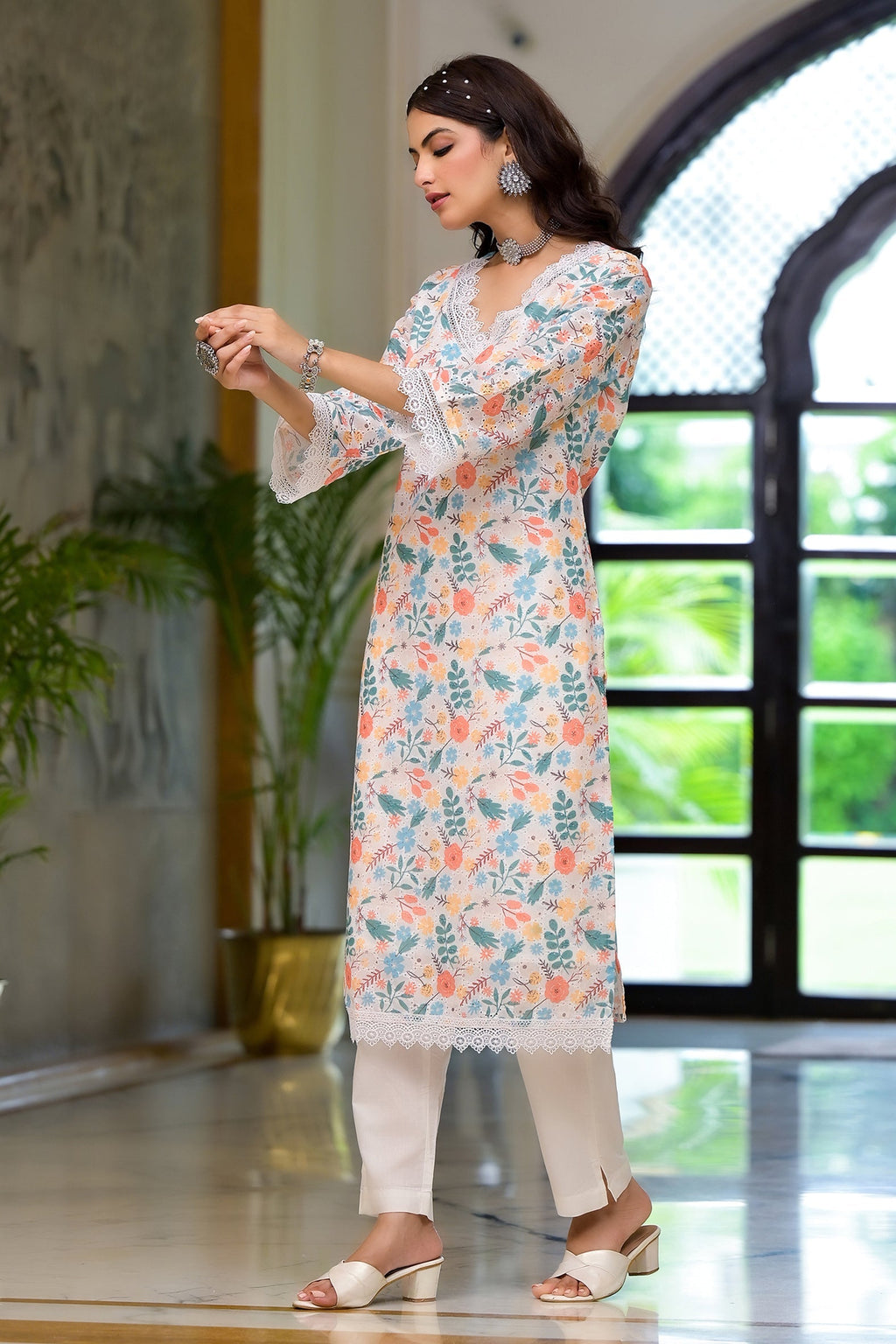 Multi Printed Schifili Kurta Pant Set Bada Boota