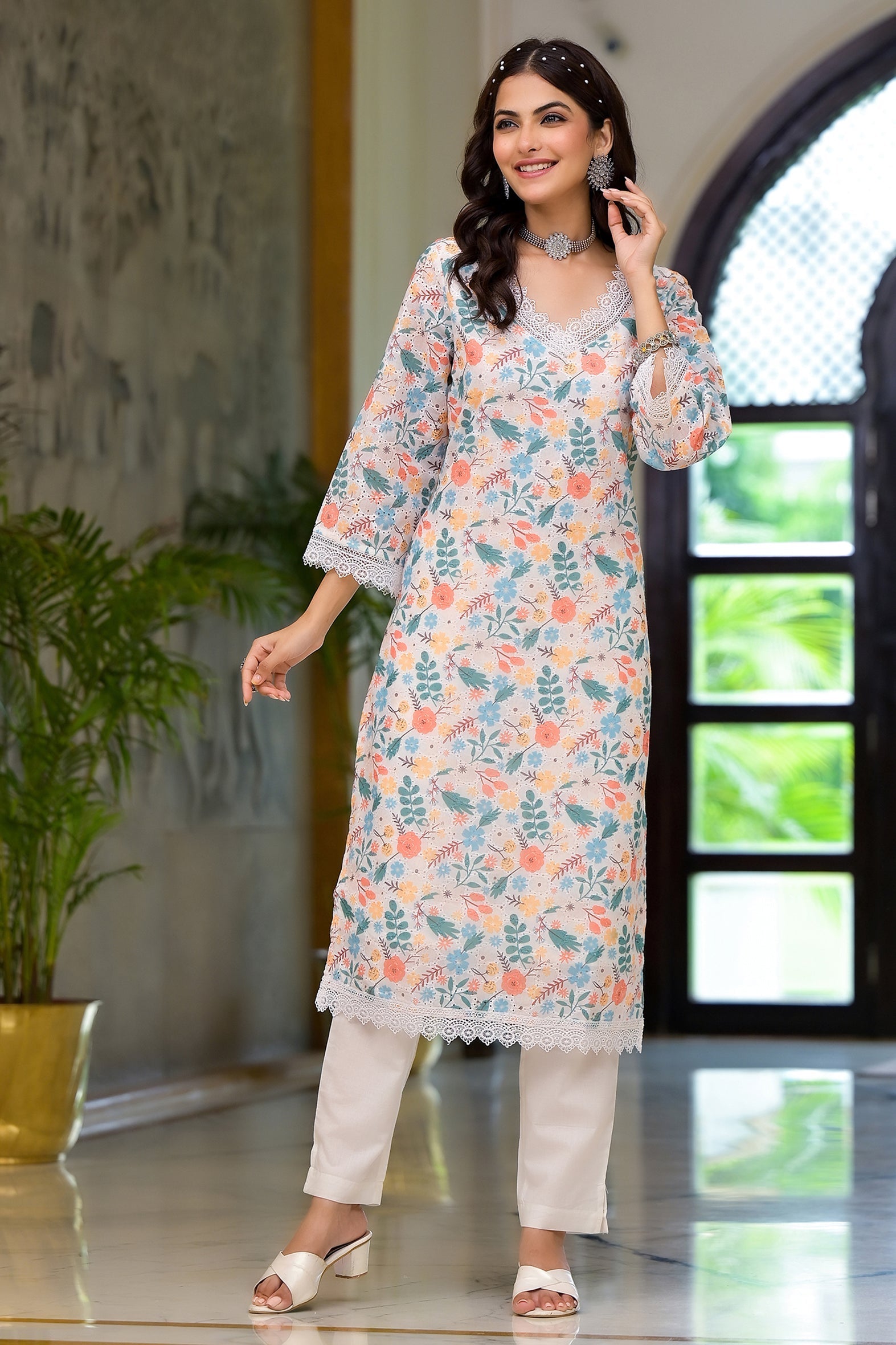 Multi Printed Schifili Kurta Pant Set Bada Boota
