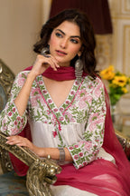 White Cotton Mughal Block Printed Kurta Pant Set With Dupatta Bada Boota