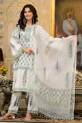 White Cotton Mughal Block Printed Kurta Pant Set With Dupatta Bada Boota