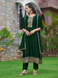 Anarkali Embroidered kurta with pant & Dupatta (Green) Hiralal Fashion