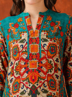 Ethnic Printed Co ords (Teal) Hiralal Fashion