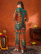 Ethnic Printed Co ords (Teal) Hiralal Fashion
