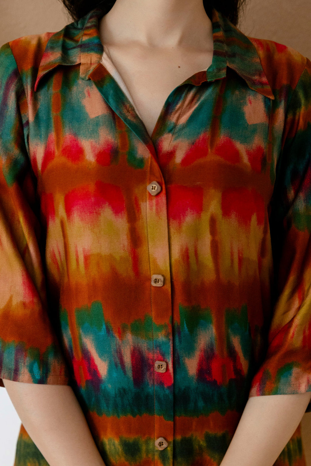 Multicolor Tie-Dye Printed Co-Ord Set (Orange) Hiralal Fashion