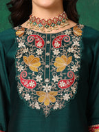 Embroidered Kurta with pant & Embroidered Dupatta (Green) Hiralal Fashion