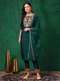 Embroidered Kurta with pant & Embroidered Dupatta (Green) Hiralal Fashion
