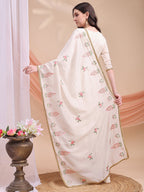 Embroidered Anarkali Kurta with pallazo and dupatta (Cream) Hiralal Fashion
