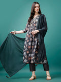 Alia Cut Hand Embroidered & Floral Printed Kurta with pant & dupatta (Grey) Hiralal Fashion