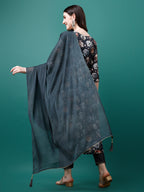 Alia Cut Hand Embroidered & Floral Printed Kurta with pant & dupatta (Grey) Hiralal Fashion