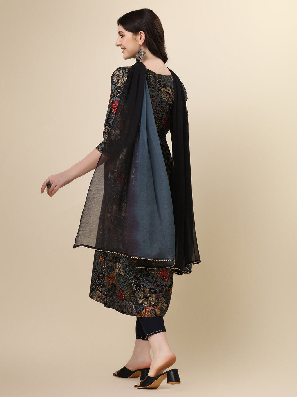 Berrylicious women Alia cut Printed & embroidered kurta with pant & dupatta set (Multicolor) Hiralal Fashion