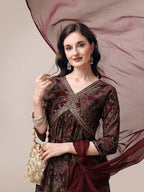 Berrylicious Women Floral Printed Alia Cut Kurta With Pant & Dupatta set (Maroon) Hiralal Fashion