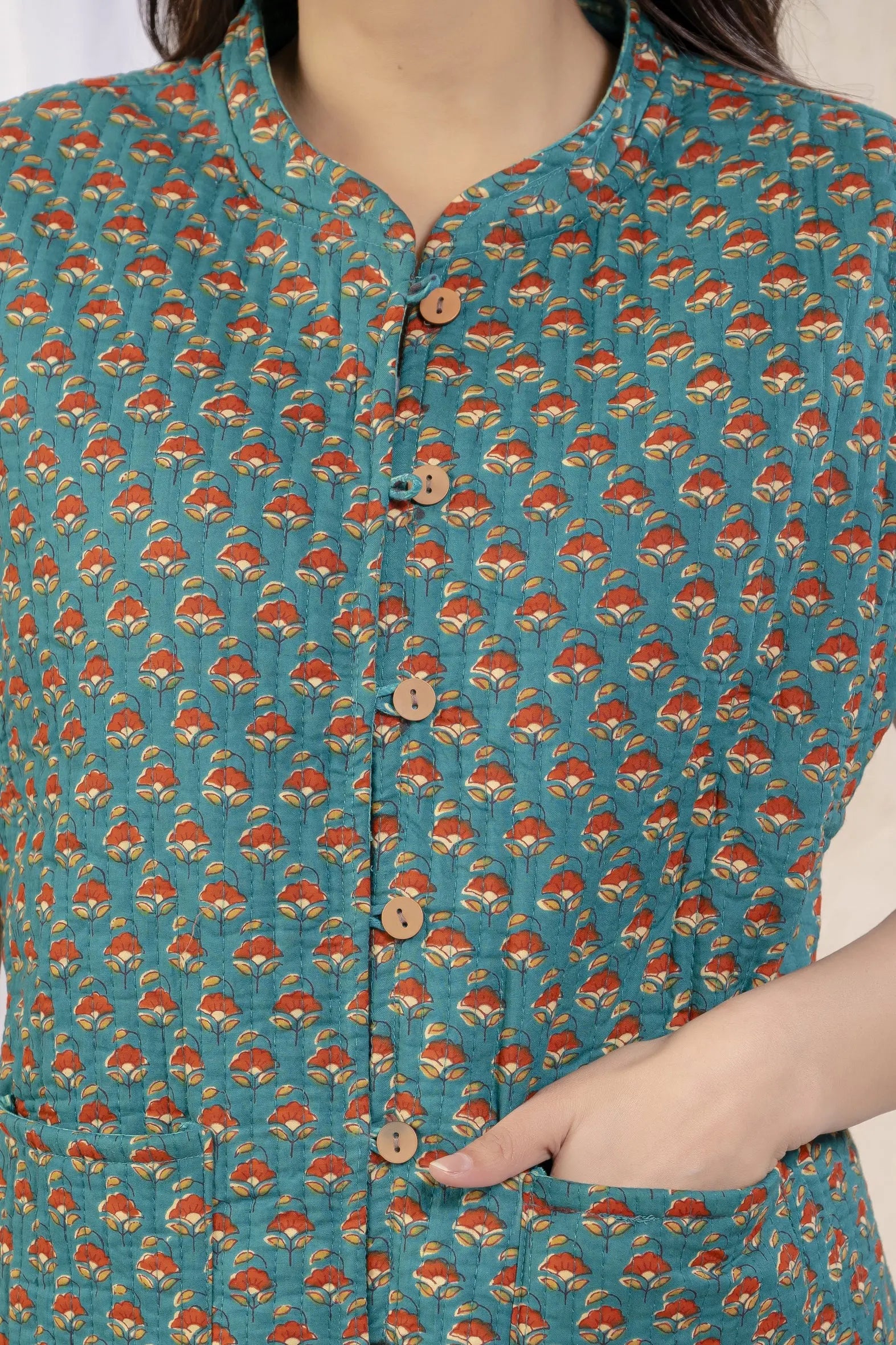 Cotton Quilted Printed Double Side Jacket For Women Bada Boota