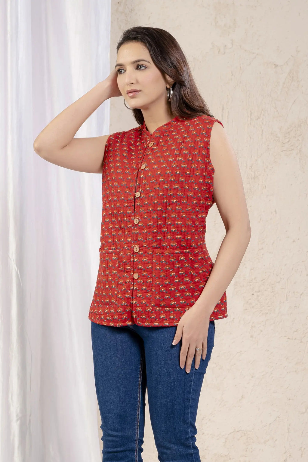 Cotton Quilted Printed Double Side Jacket For Women Bada Boota