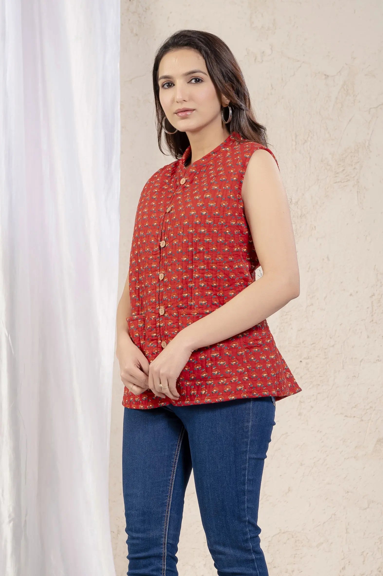 Cotton Quilted Printed Double Side Jacket For Women Bada Boota