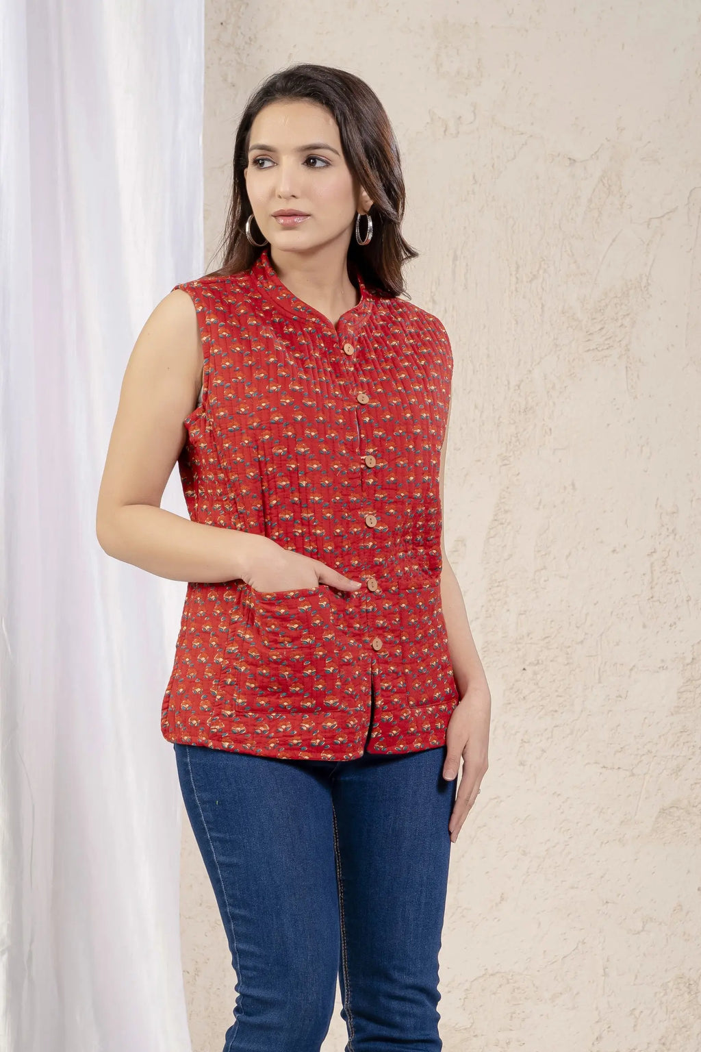 Cotton Quilted Printed Double Side Jacket For Women Bada Boota