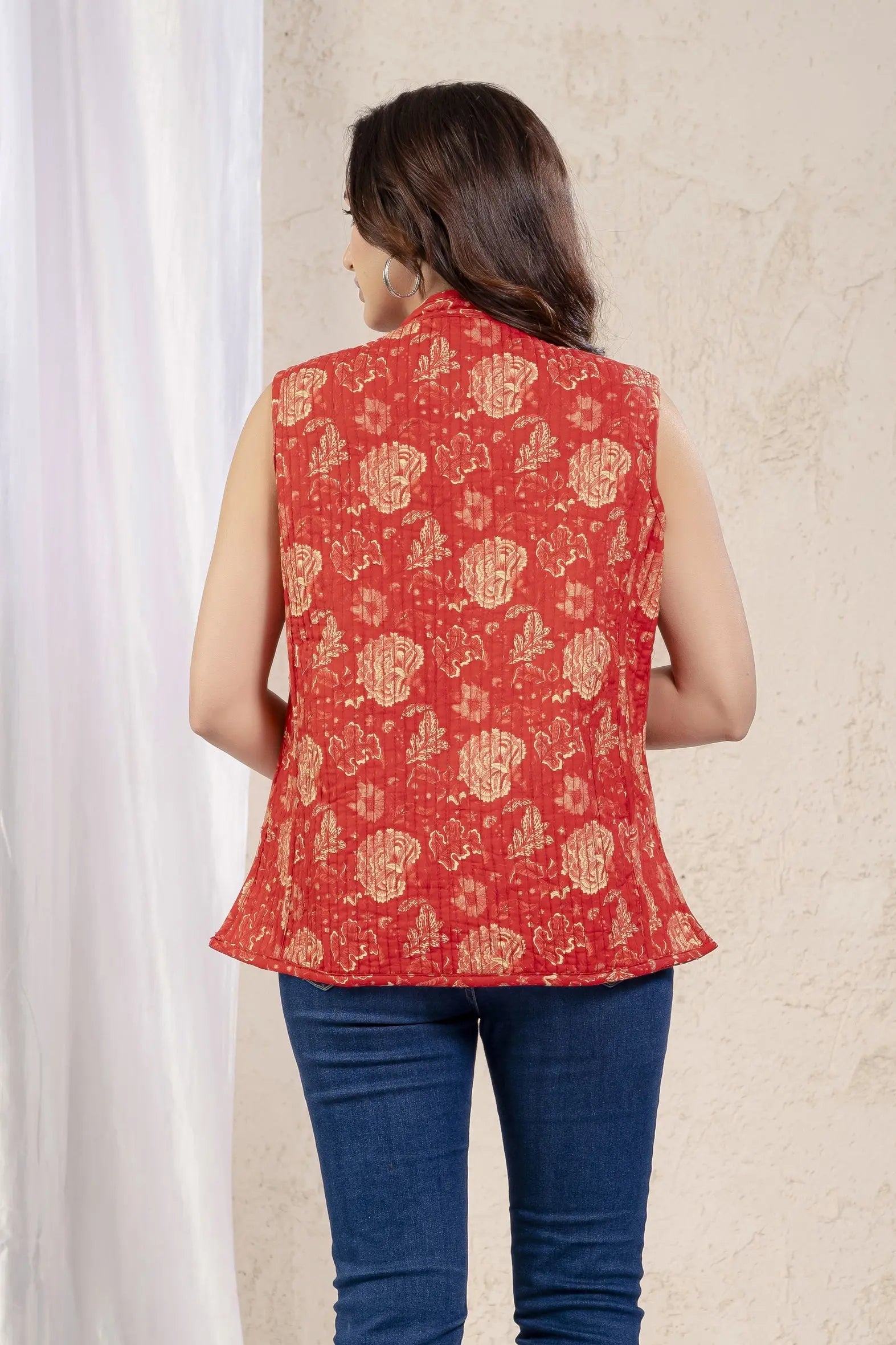 Cotton Quilted Printed Double Side Jacket For Women Bada Boota