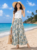 Women Floral Printed Flared Crepe Palazzos Divyabhumi