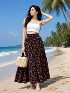 Women’s Black Floral Printed Flared Palazzo – Stylish & Comfortable The house of prints