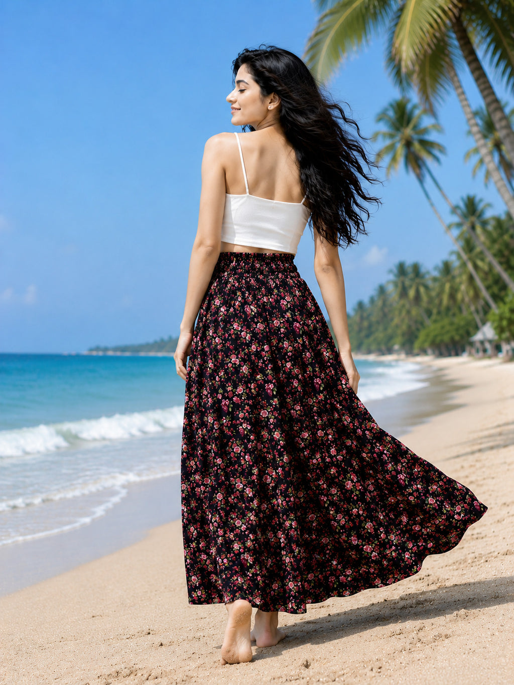 Women’s Black Floral Printed Flared Palazzo – Stylish & Comfortable The house of prints
