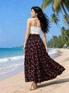 Women’s Black Floral Printed Flared Palazzo – Stylish & Comfortable The house of prints